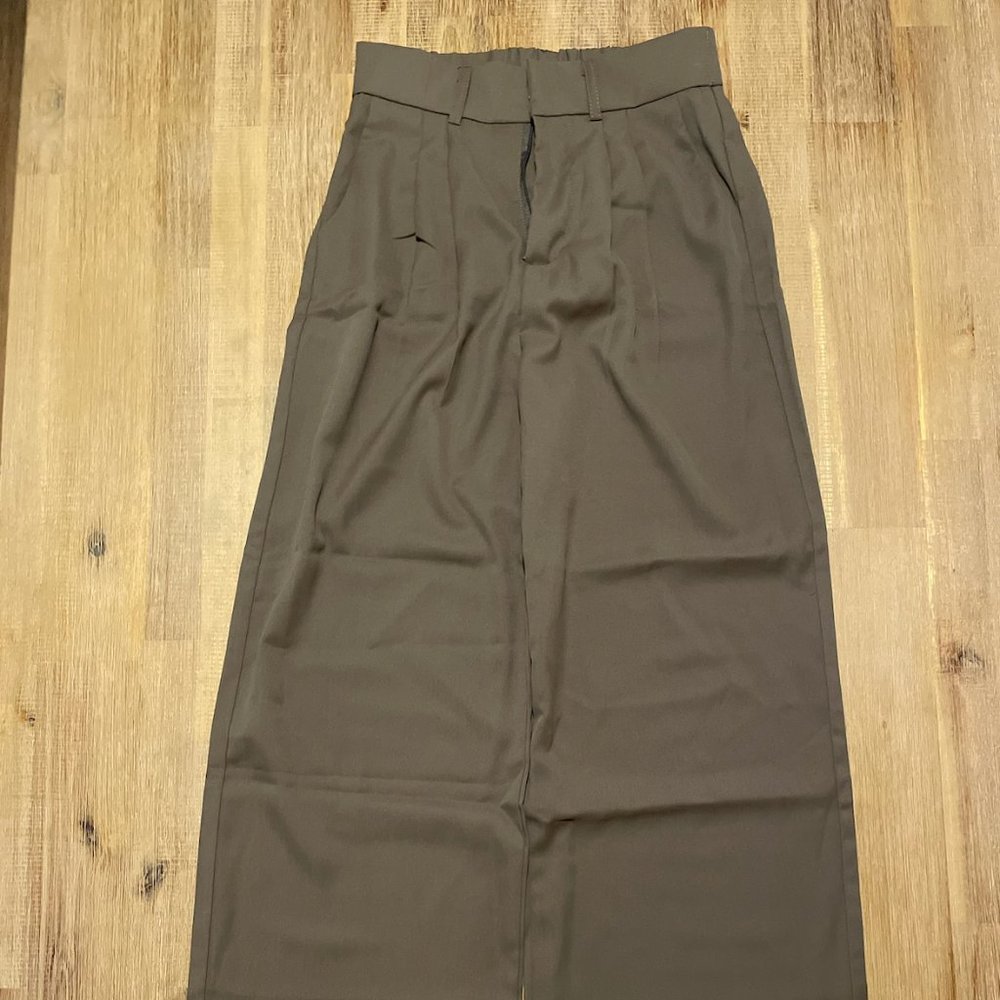 Brown High Waisted Wide Leg Trousers